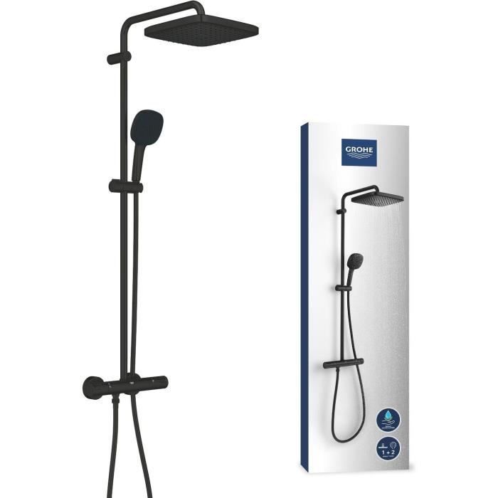 Suihkupylväs termostaattisella sekoittimella - Vettä säästävä - GROHE Vitalio Comfort 250 - Mattamusta - 266962431