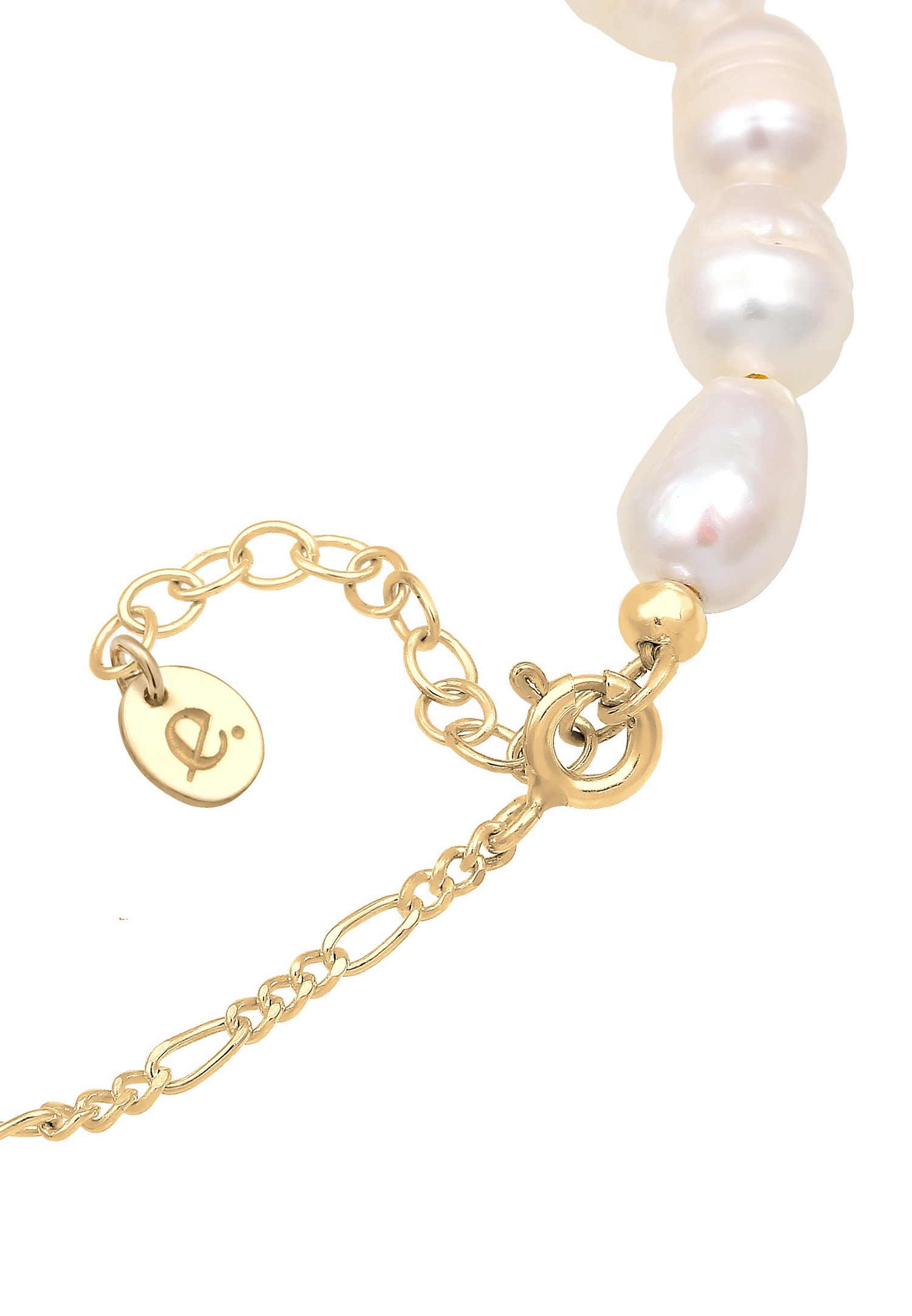 Elli PREMIUM Elli PREMIUM Bracelet Femmes Elegant Natural avec Baroque perle de culture d'eau douce en argent sterling 925 plaqué or
