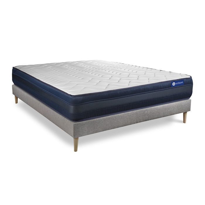 Ensemble Matelas Sommier 200x200 cm - Sommier Gris (en kit) - Actiflex Tech