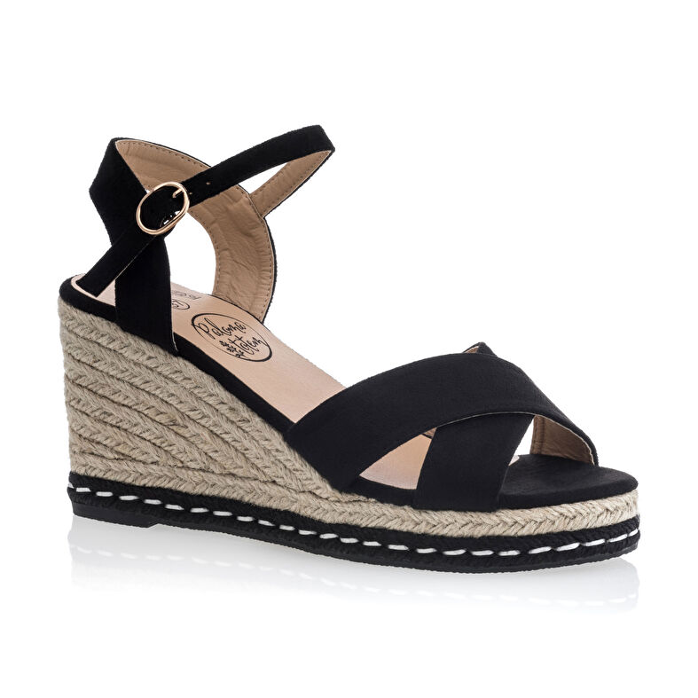 Zwarte espadrilles voor dames met touwzolen