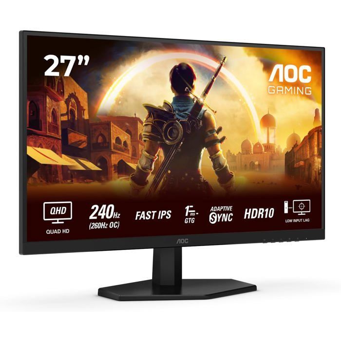 Monitor Gamer de 27 polegadas - AOC - Q27G42Ze - 240Hz - IPS Rápido - 0,3ms MPRT - HDR10 - Compatível com G-Sync - 2560x1440