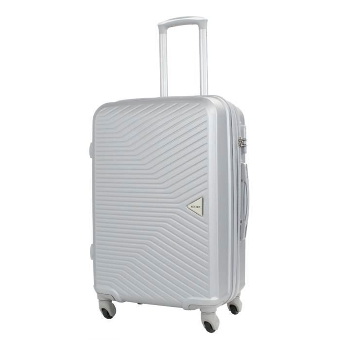 Maleta mediana Alistair - Colección Hierro - 4 ruedas - ABS ultrarresistente - Plateada