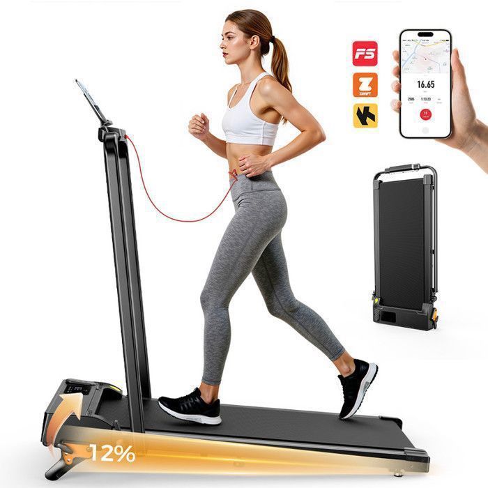 FT52 Opvouwbare Loopband - Loopmat - APP - 12% Hellingshoek - Snelheid 0-12 km/u - 2,5 pk - Met Draadloze Afstandsbediening - Bluetooth - 2-in-1