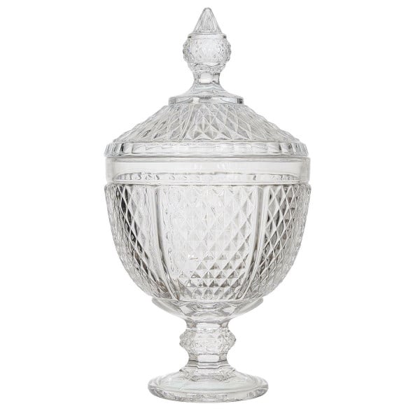 Szklana bomboniera diamond 15x31 cm zdobiona w stylu glamour