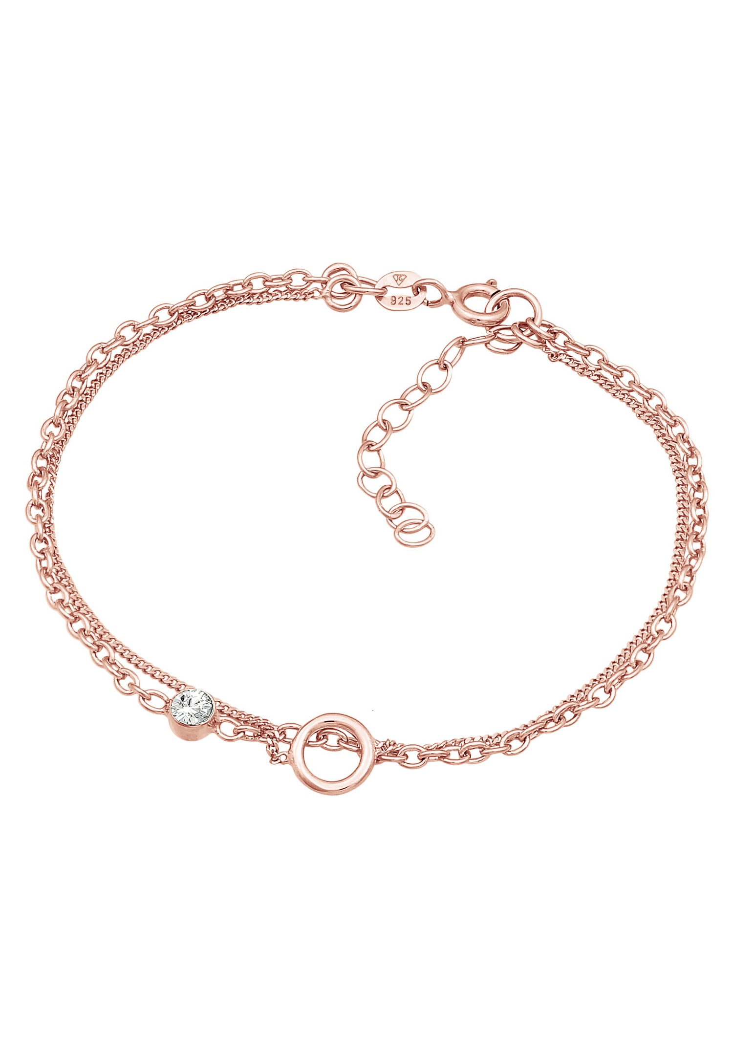 Elli Femmes Solitaire Cercle Layer avec cristal de verre en argent sterling 925