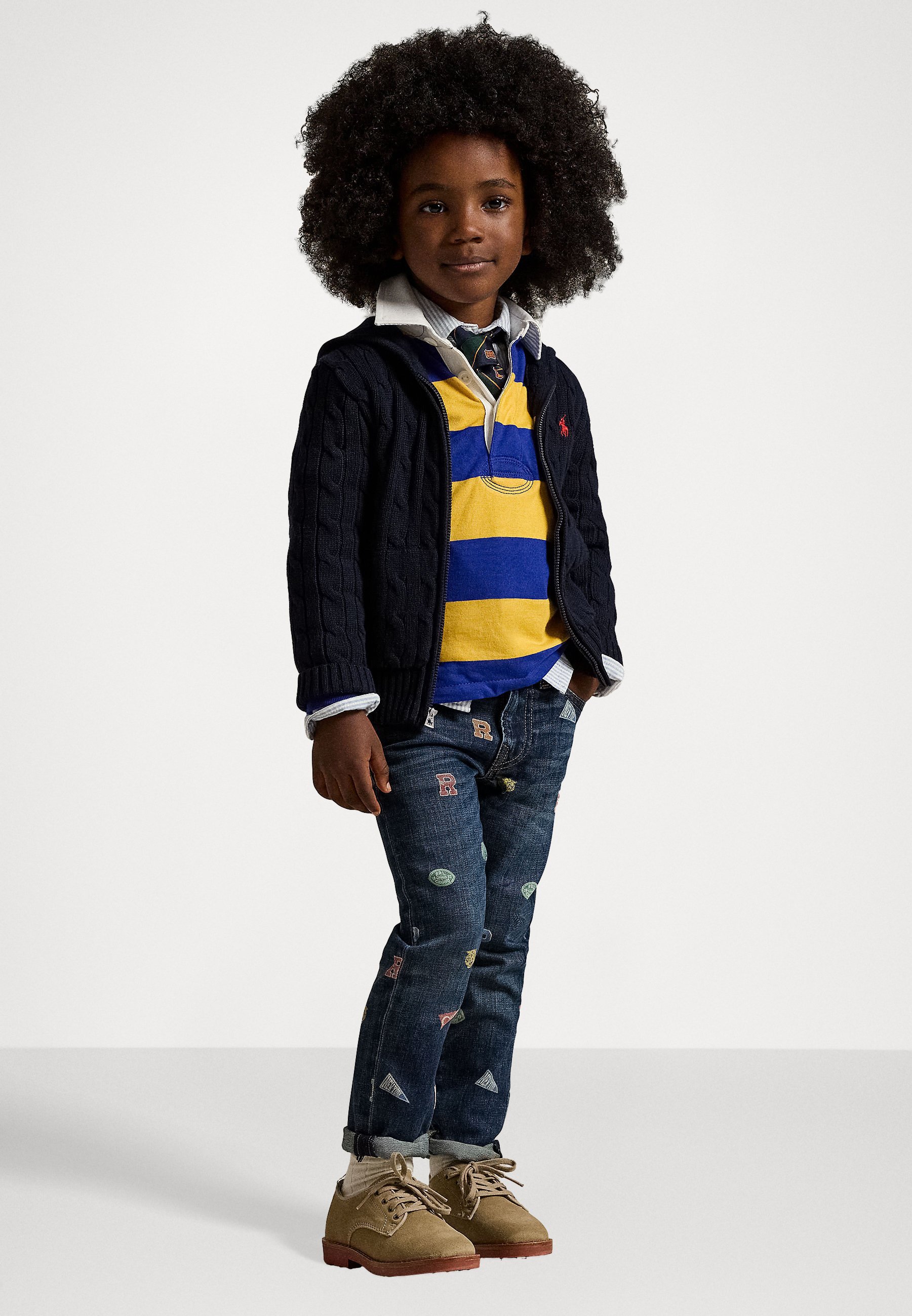Polo Ralph Lauren CABLE COTTON HOODED FULL RITS TRUI - Cardigan - marineblauw