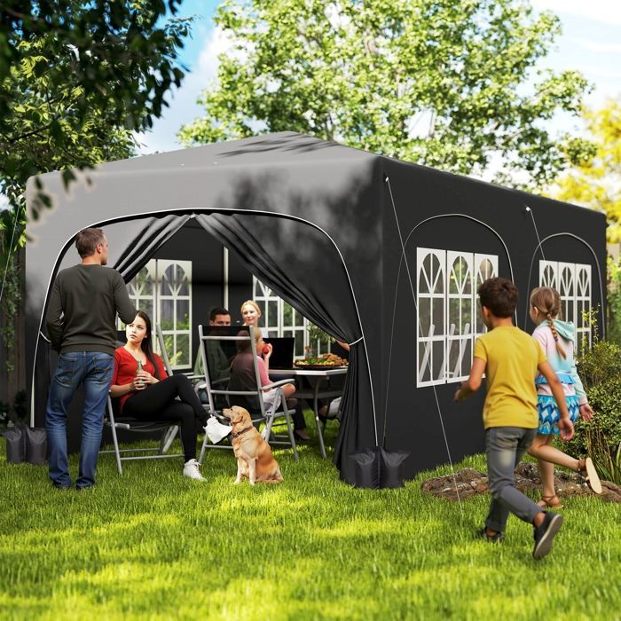 3 x 6 m Faltpavillon von Outsunny – Höhenverstellbar – Inkl. Tragetasche und Sandsäcken – Dunkelgrau