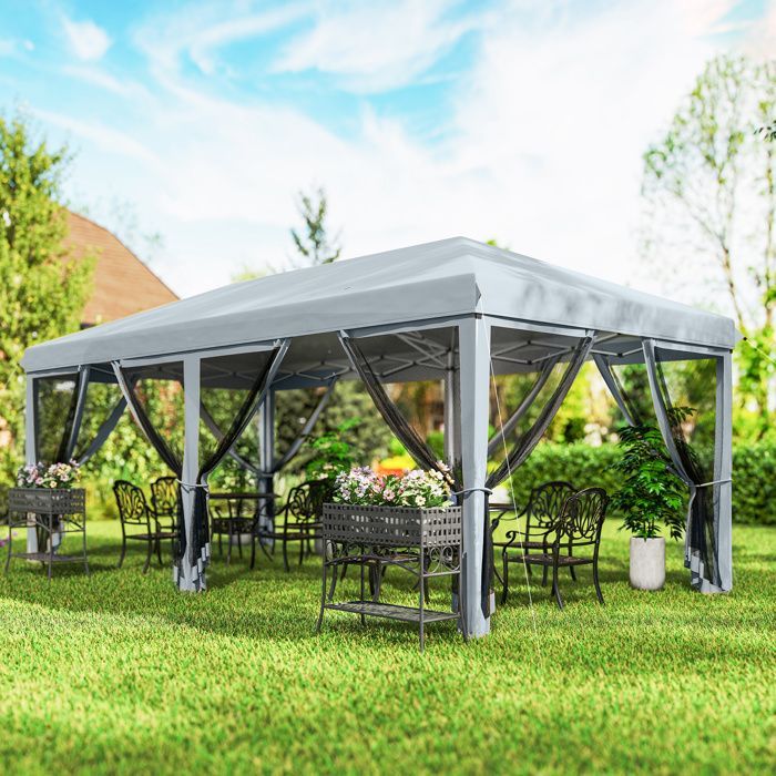 Outsunny - Tonnelle de jardin - Polyester Oxford - 585x295x270cm - Gris