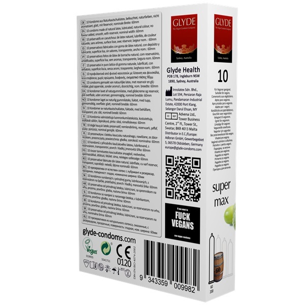 Preservativos veganos Glyde Ultra Extra Grandes, paquete de 10 | Salud | Superdrug