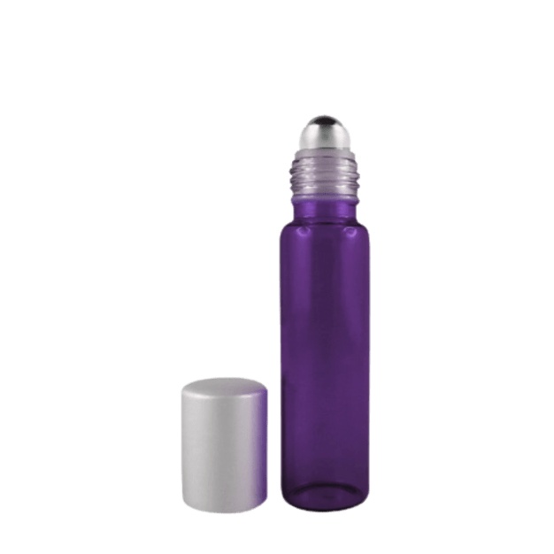 15ml roll-on lahvička z fialového skla s ocelovou kuličkou