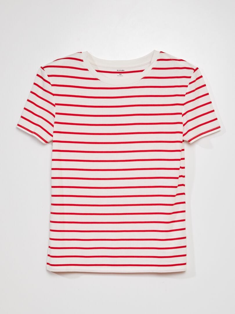 Gestreept T-shirt - So Easy - ROOD