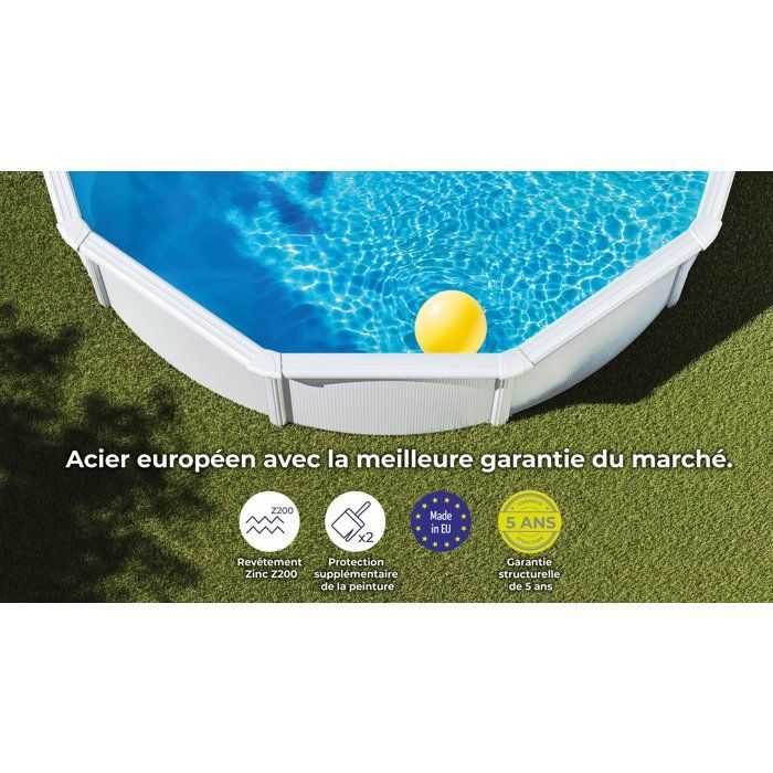GRE - Kit Piscine hors sol acier ronde blanche Ø300 x 122 cm (Livrée avec filtre à sable et échelle)