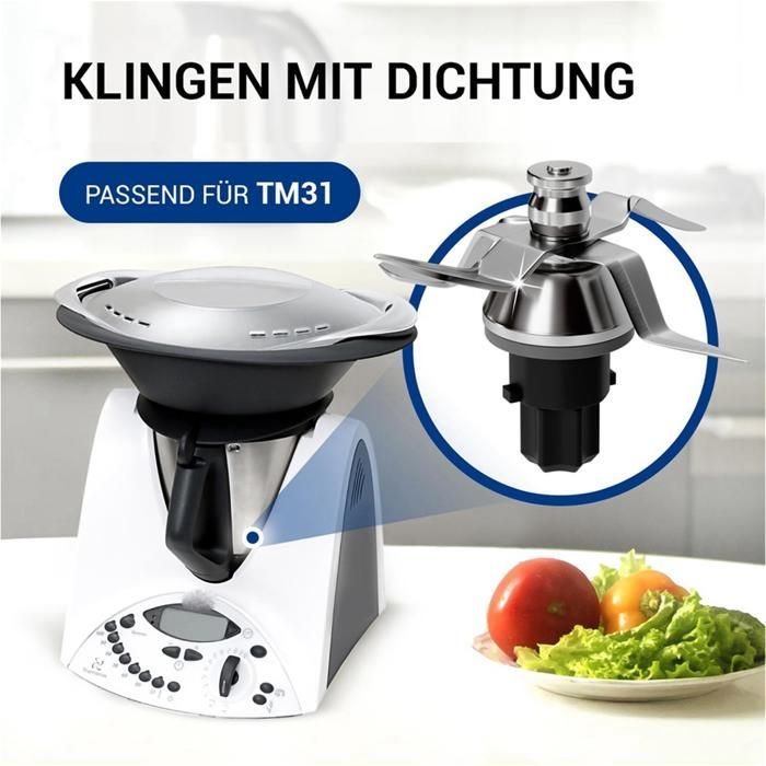Ersatz-Mixmesser für Thermomix TM31 – Ersatzklinge mit 4 Klingen und Dichtung – TM31 Küchenmaschine