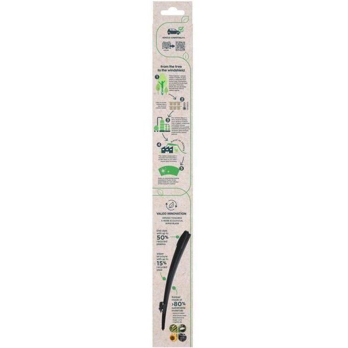 VALEO CANOPY - CAN20 - Escobilla limpiaparabrisas plana fabricada con materiales naturales y reciclados - Delantera - Longitud: 380 mm (1 hoja)
