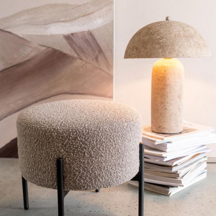 Lampe à poser forme champignon en papier mâché Beige foncé 37x36x50 cm