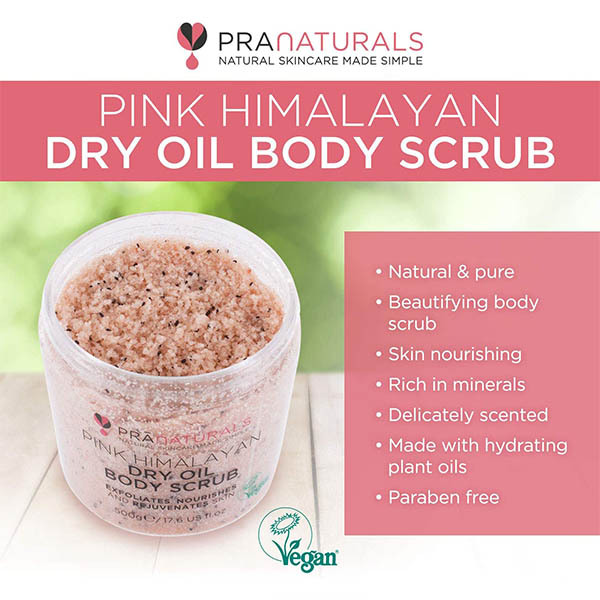 Tělový peeling PraNaturals Pink Himalayan Dry Oil 500g