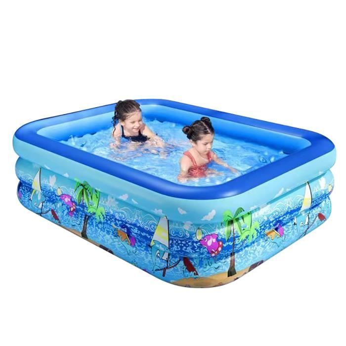 Inflatable Pools, Rectangular Children's Pool, PVC Material, 3 Layers with Independent Inflation Valves, 147x105x50 cm