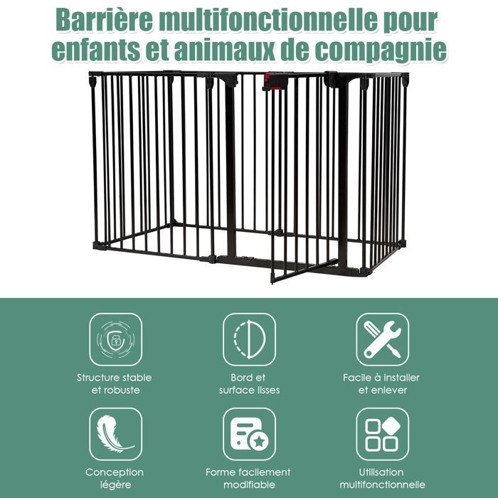 Barrera de seguridad plegable COSTWAY - Pantalla para chimenea de 380 cm - 6 paneles - Sistema de bloqueo manual - Para niños