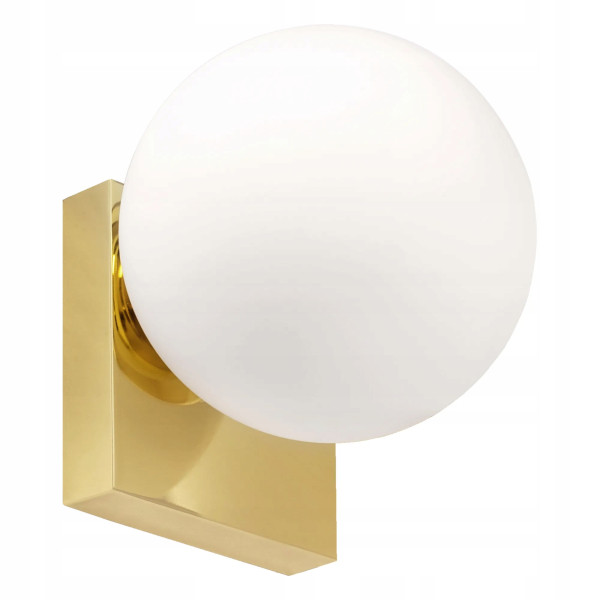 Lampa Kinkiet Ścienny Szklana Kula Gold Złota E27