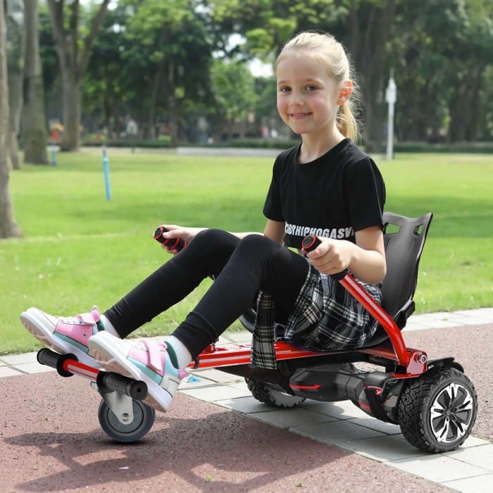 Wiltec Balance Scooter Seat – Red – 120 kg max. capacity – with wheels and handles – adjustable for adults and children –