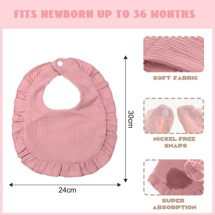Lot de 6 bavoirs bandana unisexes pour bébé - Gaze de coton et mousseline douces et absorbantes, rotatifs à 360 degrés, avec bouton