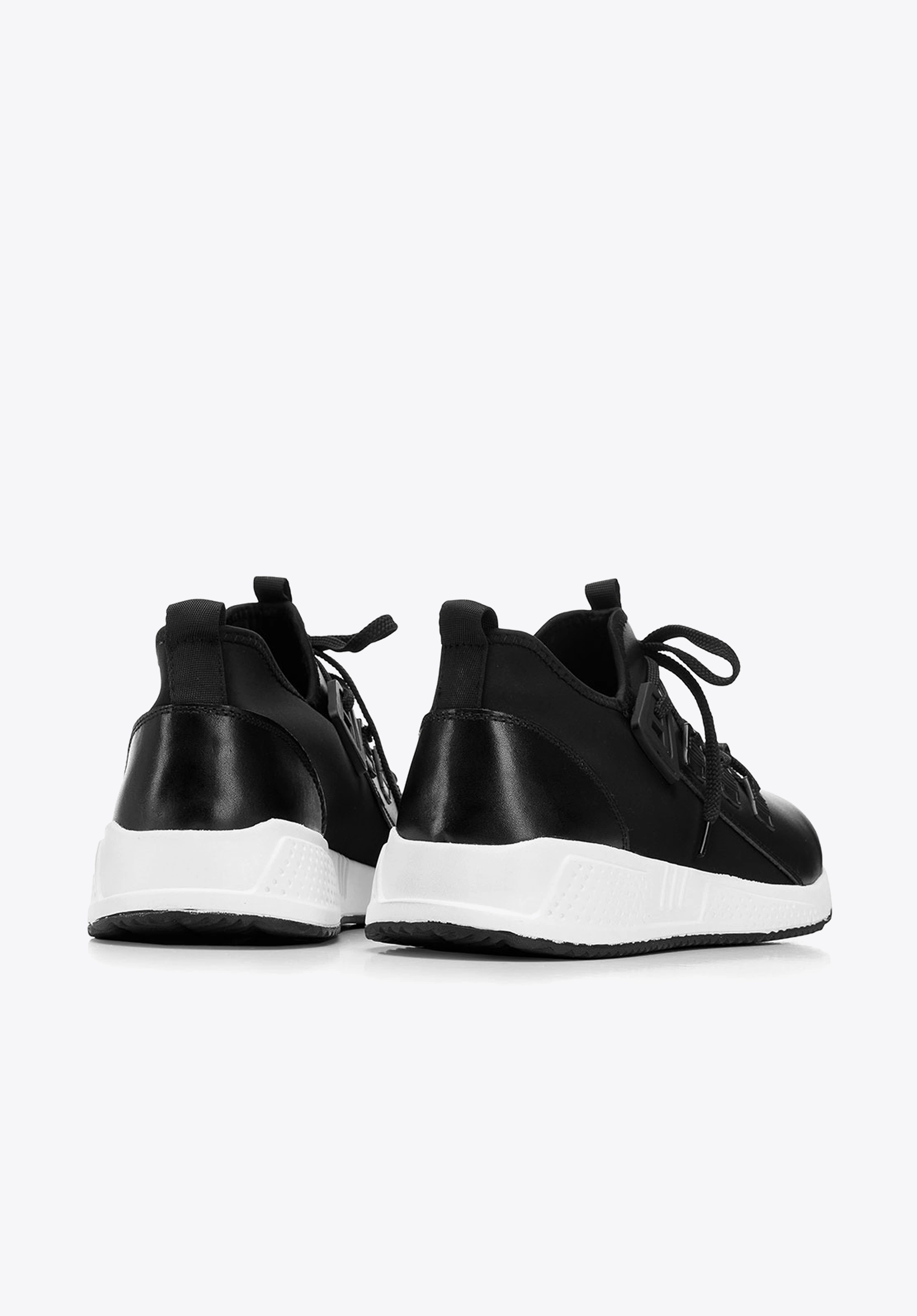 Męskie sneakersy ze skóry i tkaniny czarne