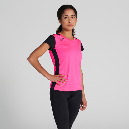  Camiseta Manga Corta Joma Record Ii Rosa Flúor Negro