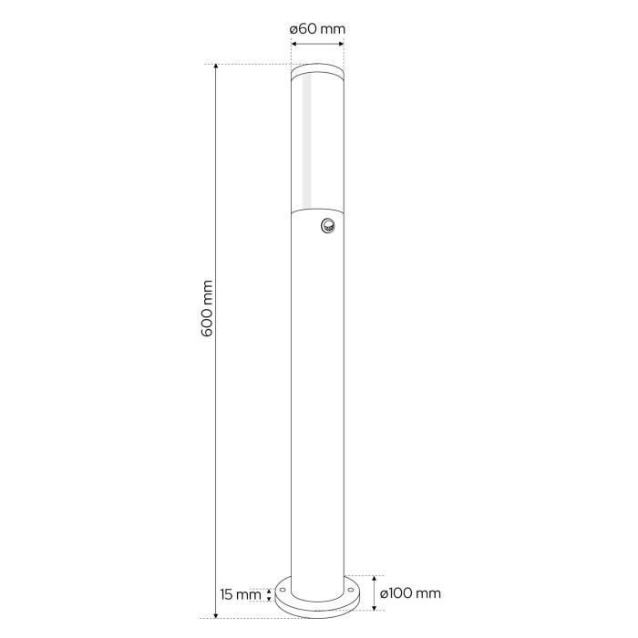 Bolardo de jardín - Garden Line - TULIS OV 60 - Detector de movimiento PIR - IP54 - Negro