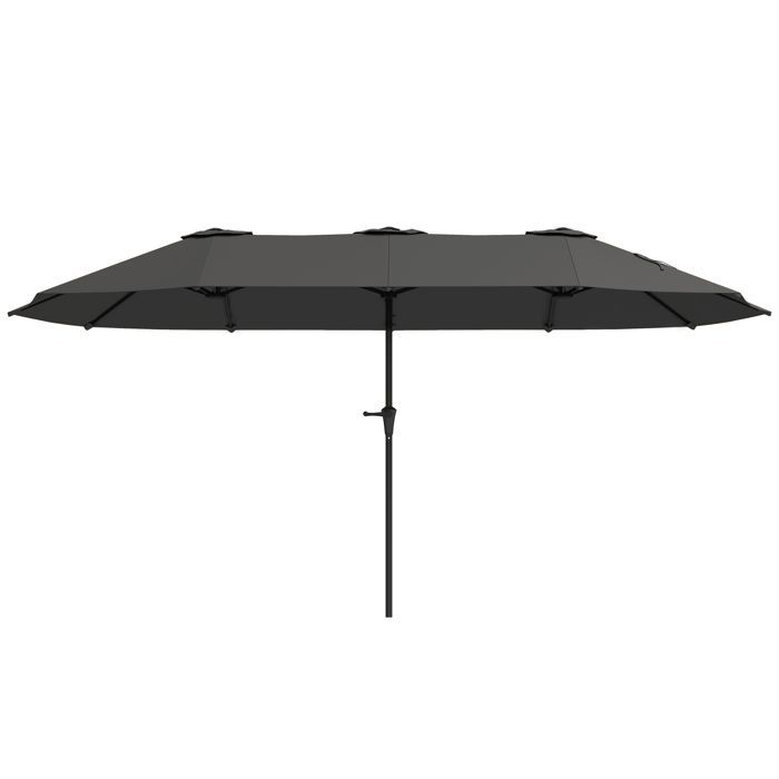 Parasol de jardin double - Outsunny - 4 x 2,2 x 2,3 m - rectangulaire - ouverture fermeture manivelle - toile 180 g/m² - gris foncé