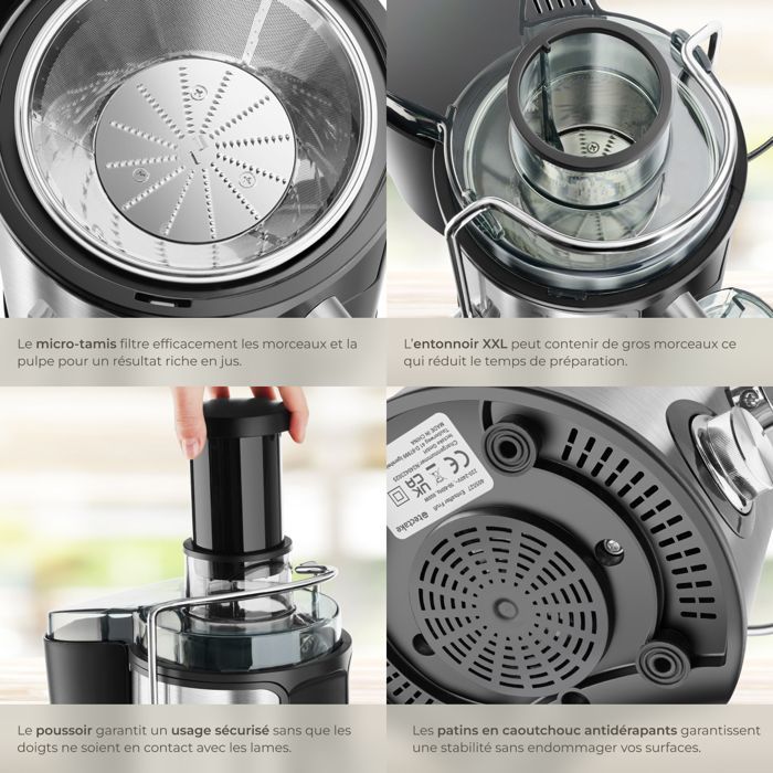 Centrifuge - TECTAKE - FRUFI Stainless Steel Juicer with 2 Speeds, 600W Max, 500ml