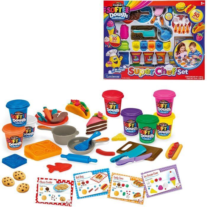 LEXIBOOK CRAZART - Super Chef Zachte en kneedbare boetseerkleiset - 8 potjes inbegrepen