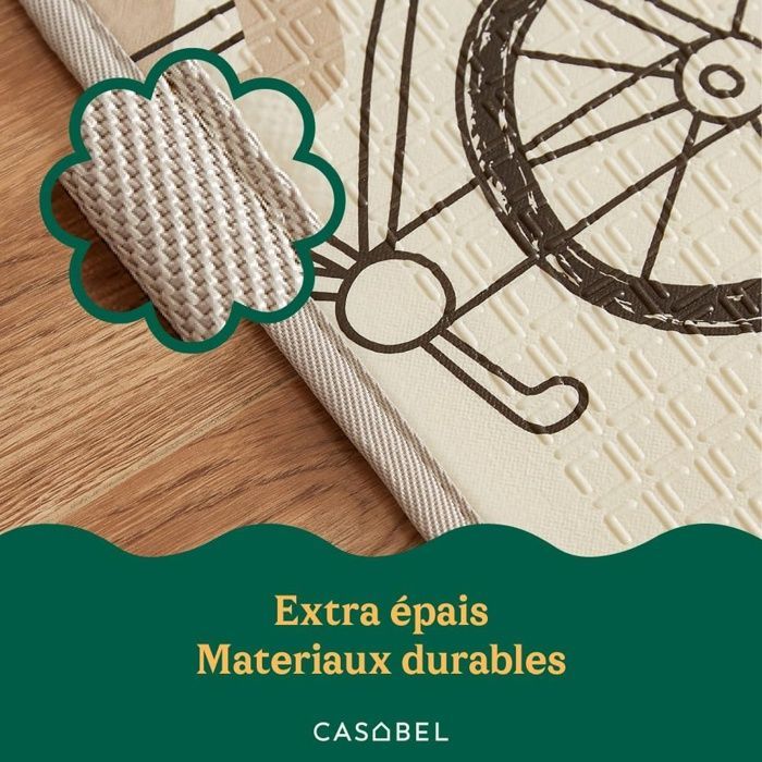 Alfombra de actividades para bebés CASABEL de 175x150cm, plegable e impermeable, con diseños de leones y osos.