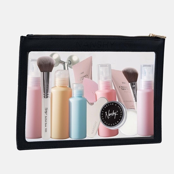 Průhledný plochý make-up pouzdro Nanshy (černé)