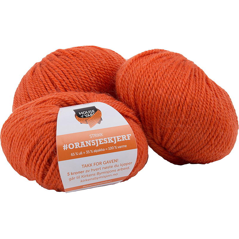 Orange tørklædeblanding 65% uld, orange