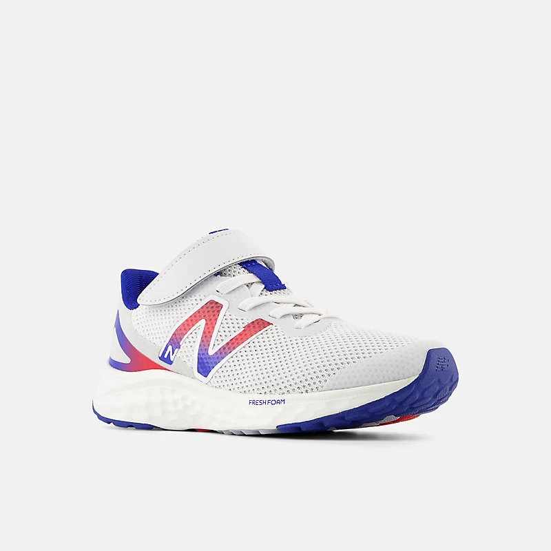 Dziecięce buty piankowe Arishi v4 Bungee Lace z górnym paskiem – kwarcowo-szary z motywem Team Royal i Team Red