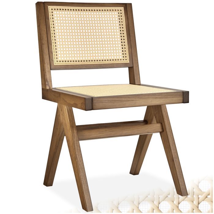 Silla de madera - TECTAKE - Sillón LISSY con asiento de caña vienesa, diseño boho, 48,5 x 53,5 x 83 cm - Roble claro