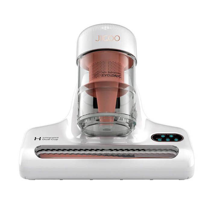 Jigoo j200 aspirateur, aspirateur de matelas avec double tasse intégrée, aspiration 13kpa, lampe UV, 60 ℃ vent chaud, affichage LED
