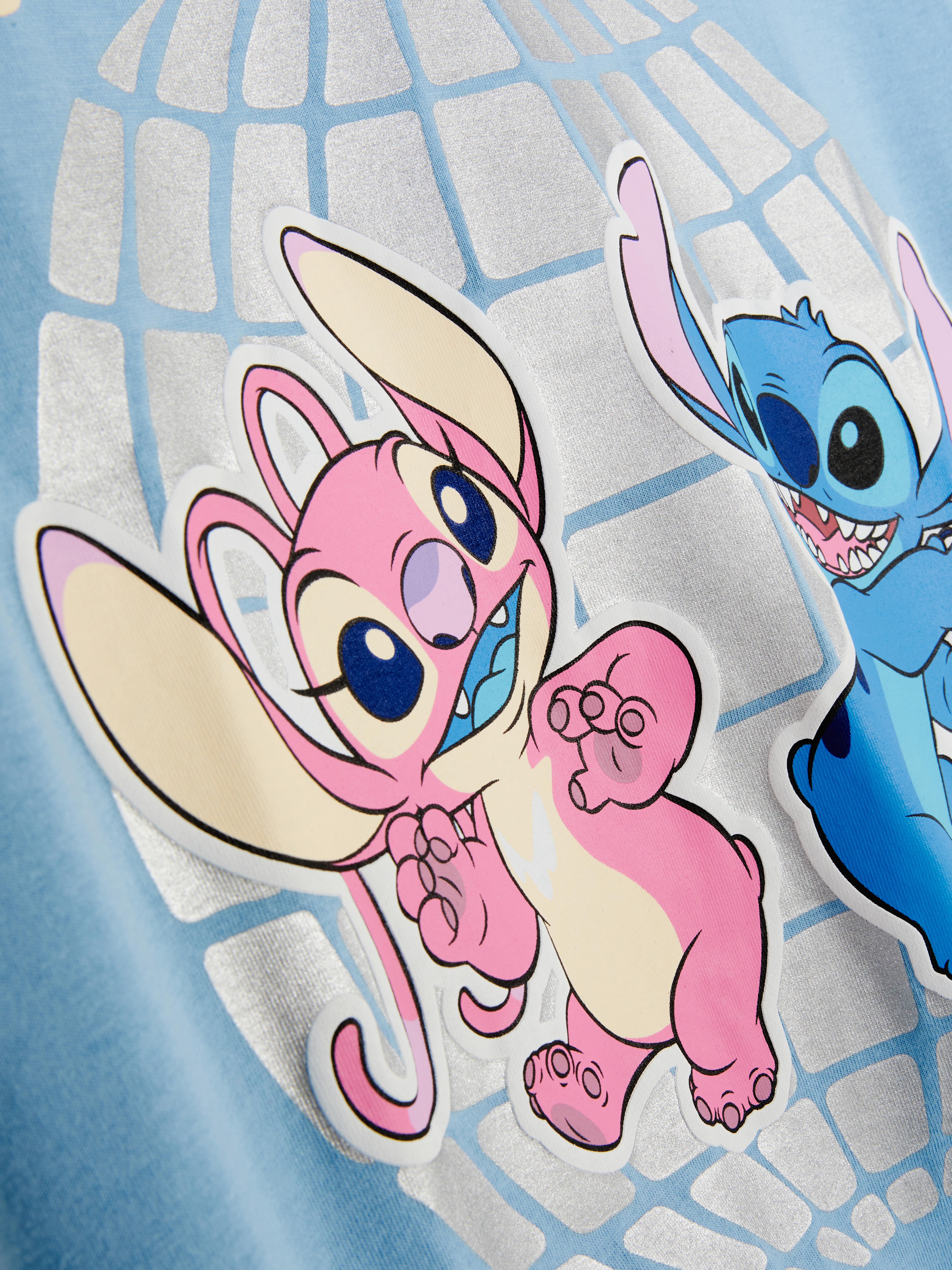Cămașă de noapte din bumbac Disney Stitch O cămașă de noapte cu mâneci scurte și Stitch și Angel dansând!