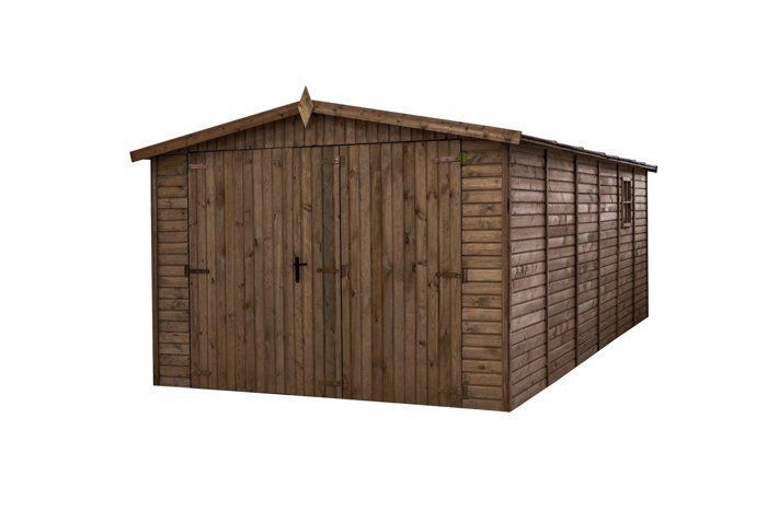 Garage en bois traité, ep 19mm, surface utile 17.02 m² INT033