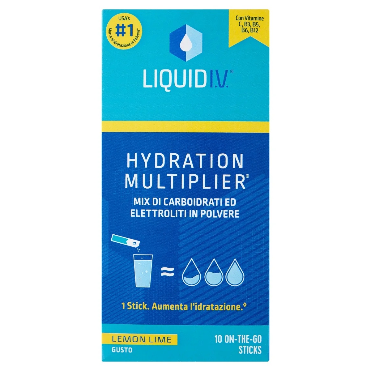 Multiplicador de hidratación intravenosa líquida sabor limón, 10 sobres, sin gluten.