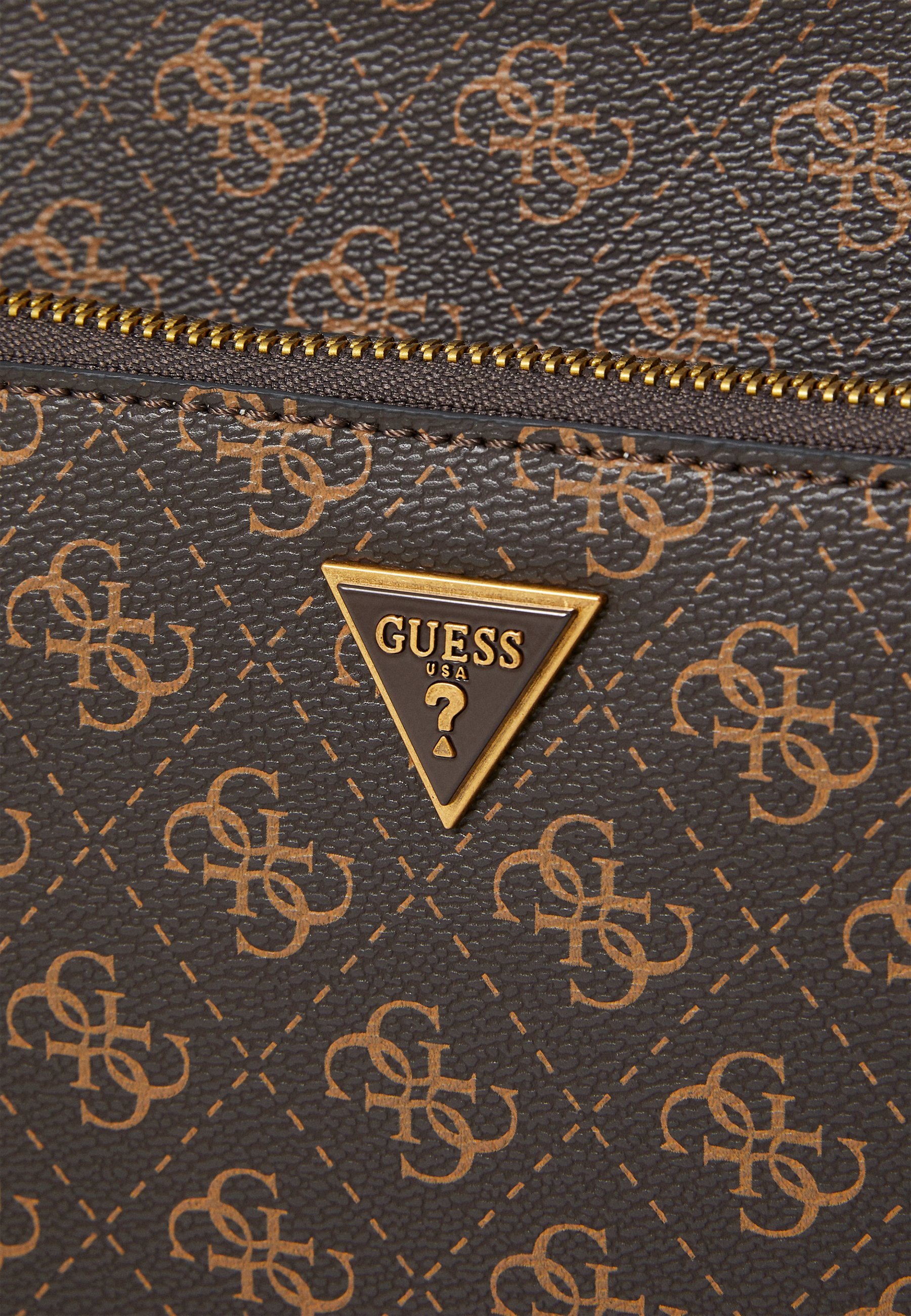 Guess MILANO DOUBLE CROSSBODY - Crossbodytas - bruin/oker/bordeauxrood