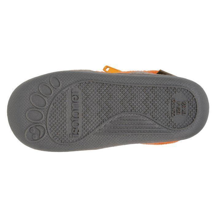 Isotoner Chaussons à zip, faciles à enfiler, bon maintien du pied, semelle antidérapante kaki chiné bébé garçon