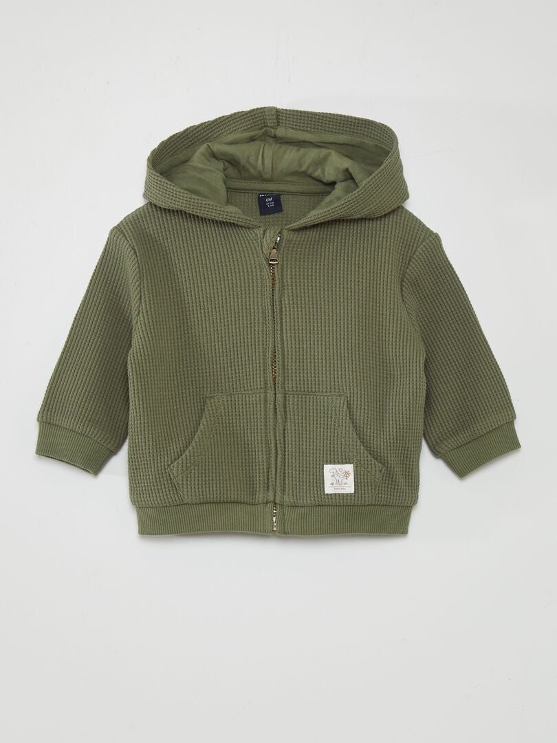 Hoodie met honingraatprint - GROEN