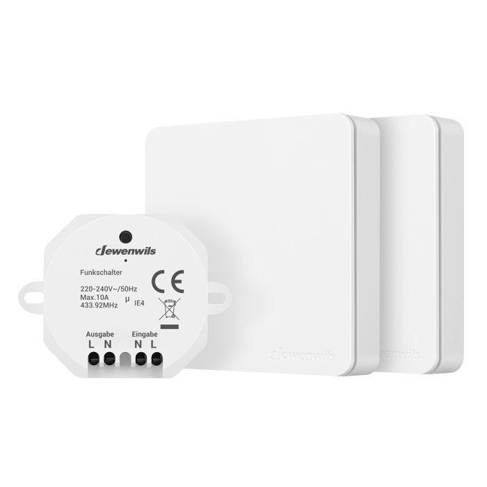 Kit de interruptor inalámbrico bidireccional DEWENWILS - 1 receptor + 2 interruptores de pared - 230 V 10 A 2300 W máx. - Alcance de 30 m