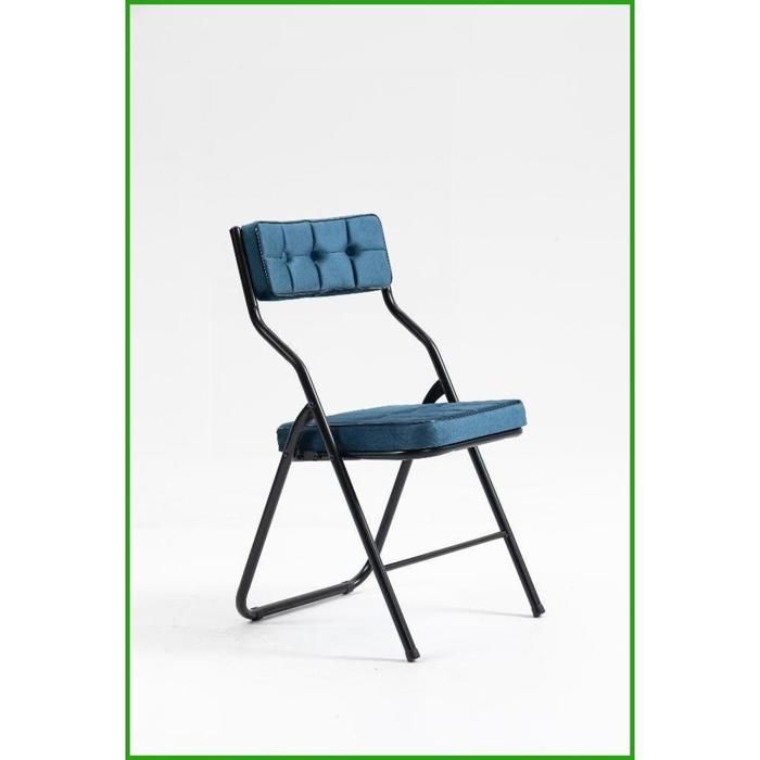 Conjunto de 2 cadeiras dobráveis - Estofadas, sem necessidade de montagem, estrutura de aço - Azul