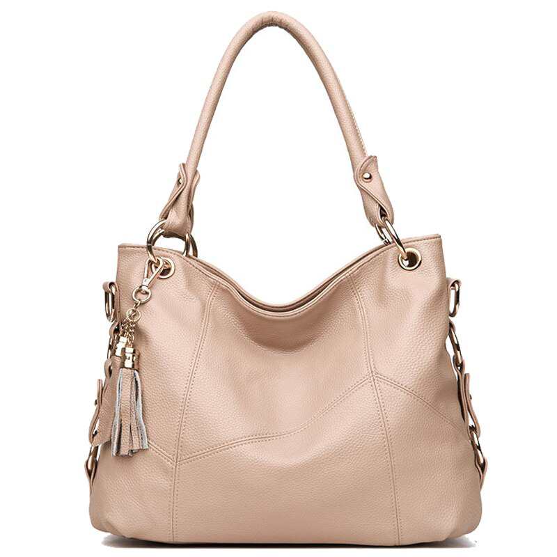 Sac bandoulière femme en cuir blanc avec pompon, collection 2021, grand cabas décontracté.