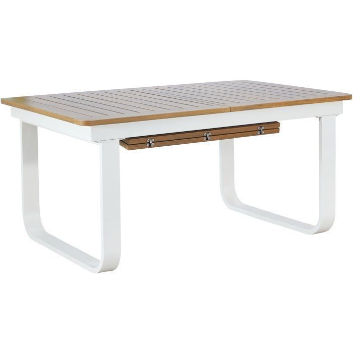 Ensemble repas de jardin - VIANEA - Table extensible 155/245x100x74 cm + 6 fauteuils - Aluminium - Blanc et naturel - 6 personnes