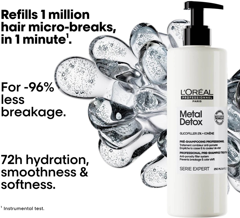 L'Oréal Professionnel Serie Expert Metal Detox, negovalna predigra za nego barvanih in poškodovanih las.