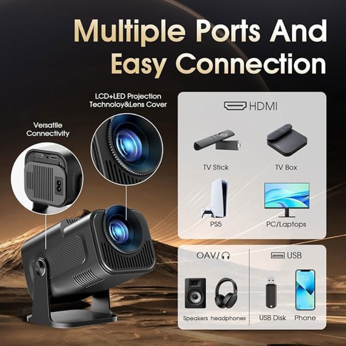 Mini vidéoprojecteur portable - BRAND - HY320 - Full HD 1080p - Décodage 4K - WiFi 6