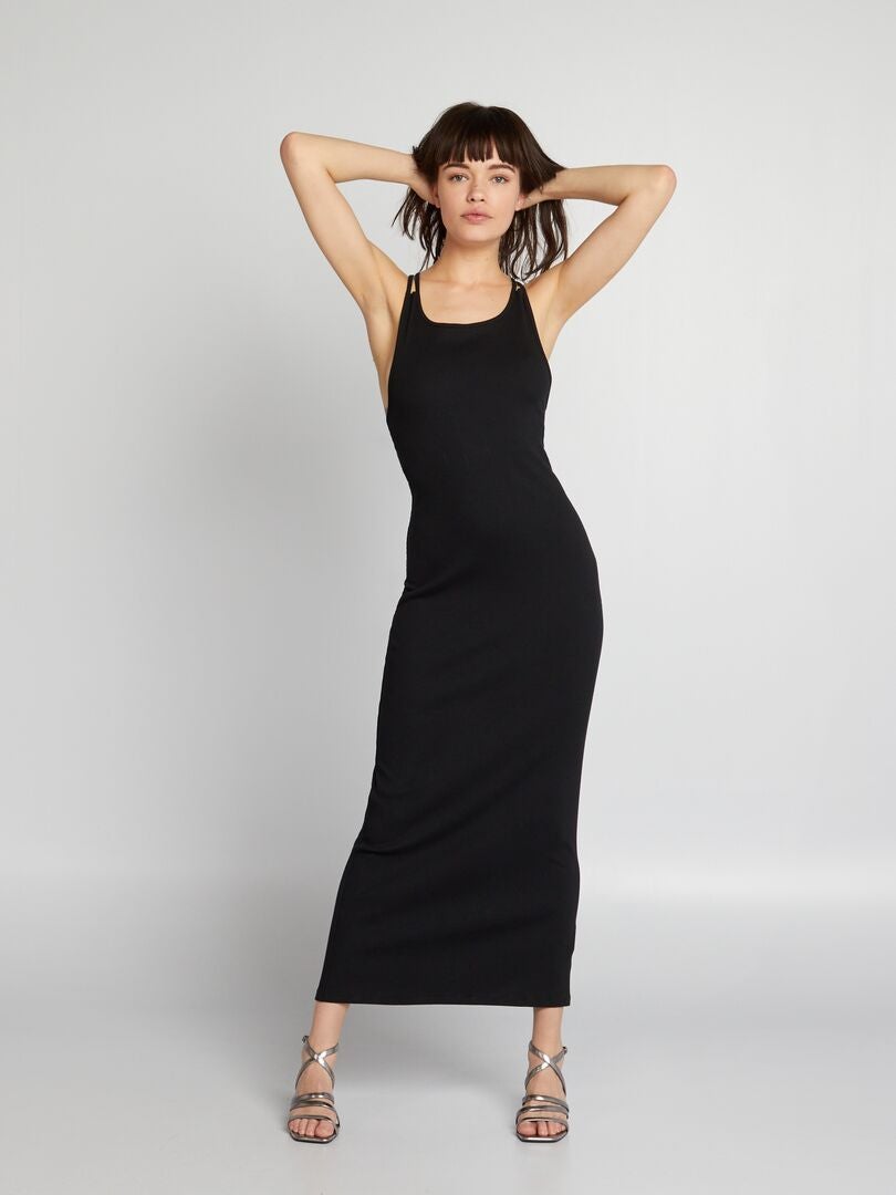 Vestido de canalé - negro